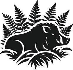 Obraz premium Wild boar silhouette animal vector