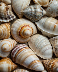 These seashells shine with an elegant, polished surface.