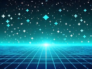 Futuristic Digital Grid and Starlit Sky for Tech Innovation Visuals.