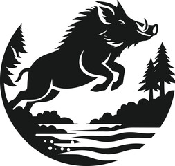 Wild boar silhouette animal vector