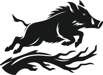 Wild boar silhouette animal vector