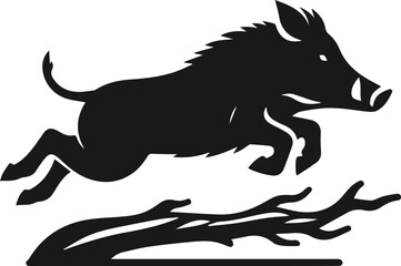 Wild boar silhouette animal vector