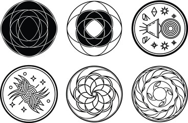 Fototapeta premium Abstract Hand Drawn Round Doodle Shapes and Textures Set Isolated on White.