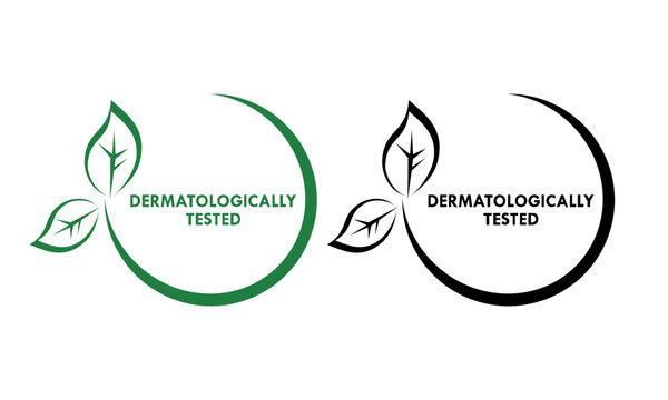 Dermatologically tested design logo template illustration