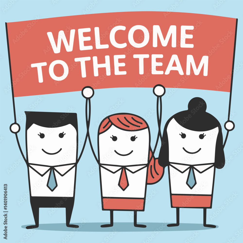 Fototapete welcome to the team. text with long shadow. simple minimal typography banner vector illustration