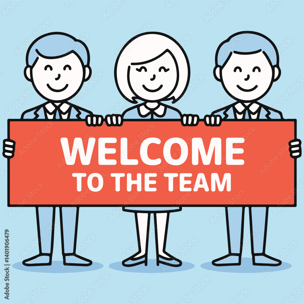Fototapete welcome to the team. text with long shadow. simple minimal typography banner vector illustration