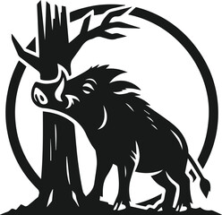 Wild boar silhouette animal vector
