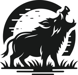 Wild boar silhouette animal vector
