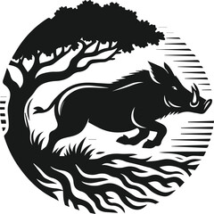 Wild boar silhouette animal vector