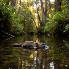 Platypus isolated on a white background. Unique characteristics of this fascinating animal.
