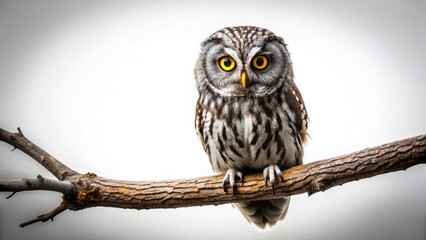 Spooky Owl Macro Photography: Glowing Eyes, Night, Branch, Forest, Halloween