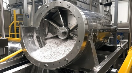 Fototapeta premium Stainless steel grinder used for pulverizing meat meal for pet kibble production