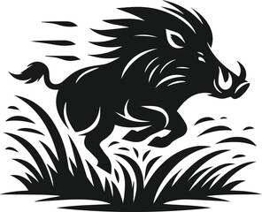 Wild boar silhouette animal vector