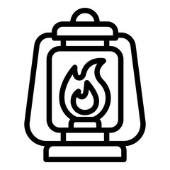 fire lantern outline icon for camping light