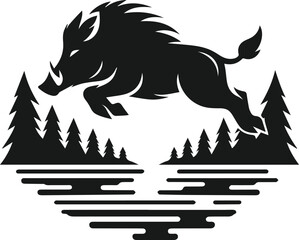 Wild boar silhouette animal vector