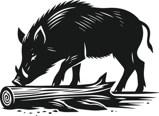 Wild boar silhouette animal vector