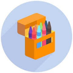 Obraz premium Crayons isometric 3D icon, mini illustration. use for modern concept, print, UI, UX kit, web and app development. Vector EPS 10, related to learning and education, science