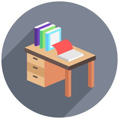 Desk isometric 3D icon, mini illustration. use for modern concept, print, UI, UX kit, web and app development. Vector EPS 10, related to learning and education, science