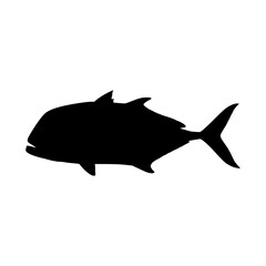 Fototapeta premium Aldabra Trevally Fish Silhouette Vector Icon