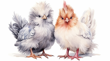 Silkie Chickens illustration ready for Easter ~ Created using Generative AI