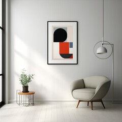 Abstract Geometric Wall Art in Modern Living Room Interior