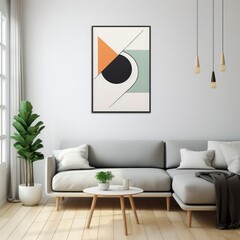 Modern Geometric Abstract Wall Art Print in Living Room Interior