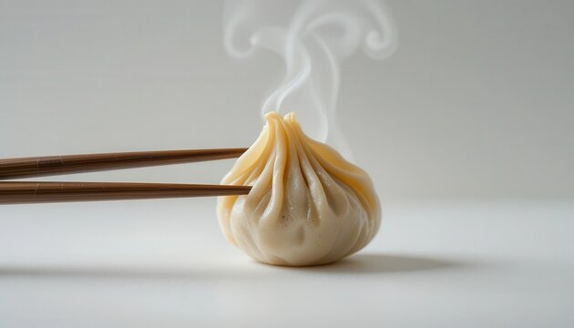 Minimalist photography of steaming dumplings in asian cuisine