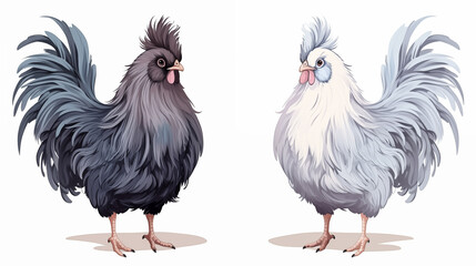 Silkie Chickens illustration ready for Easter ~ Created using Generative AI