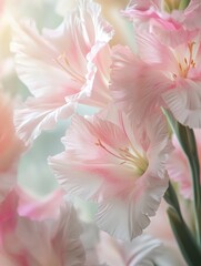 Fototapeta premium Blooming Pink Gladiolus Flower Close-up for Elegant Floral Design Ideas