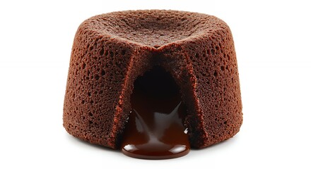 Delicious dark chocolate lava cake close up