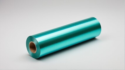 Iridescent Roll: A Close-Up of Shimmering Turquoise Foil Ready to be Unwound and Used for Various Creative and Decorative Projects.