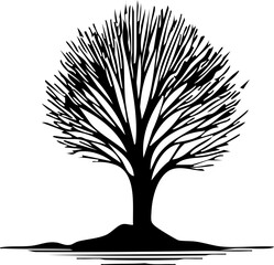 Obraz premium Silhouette Tree Vector on White Background