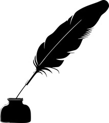 Quill Pen and Inkwell Silhouette