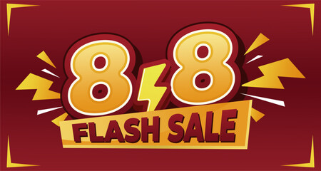 8.8 Flash Sale banner with bold typography, lightning effects, and a vibrant red-yellow color scheme, perfect for e-commerce promotions and special discount events