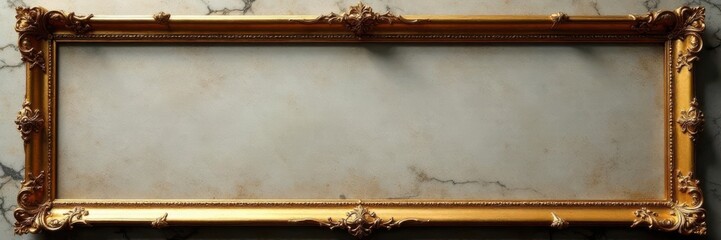 Ornate gold frame with delicate engravings on marble surface, ornate, gold