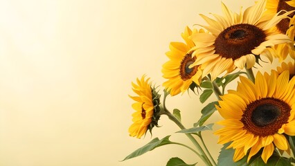 sunflowers on light yellow background