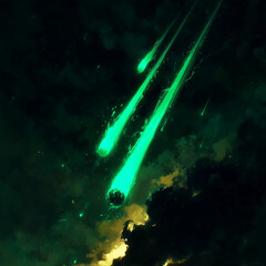 Glowing Cosmic Phenomena: Abstract Space Illustrations of Nebulae, Pulsars, and Magnetic Fields