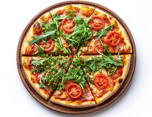 Aromatic pizza with fresh toppings