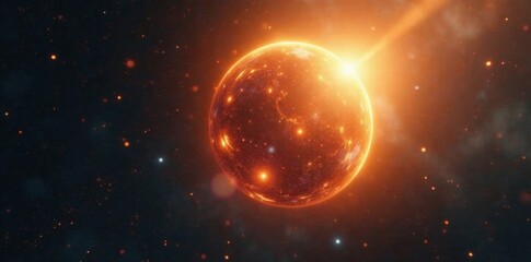 Obraz premium Radiant orb suspended in space with soft golden light, Ethereal, Soft, Space