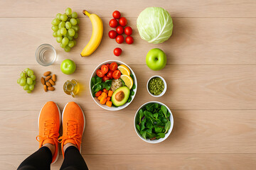 Healthy Mediterranean Diet Food with Fresh Fruits and Vegetables for Sport and Clean Eating