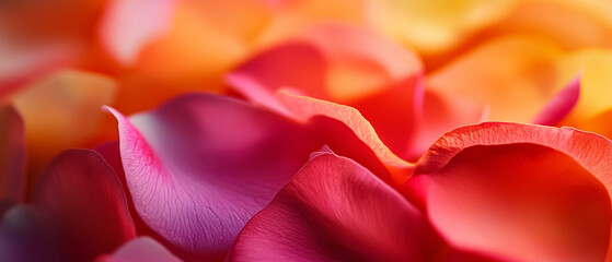 Close-up of vibrant flower petals, showcasing their rich colors and textures. 