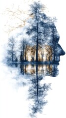 Abstract profile portrait, nature's reflection