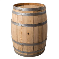 Wooden barrel on transparent background