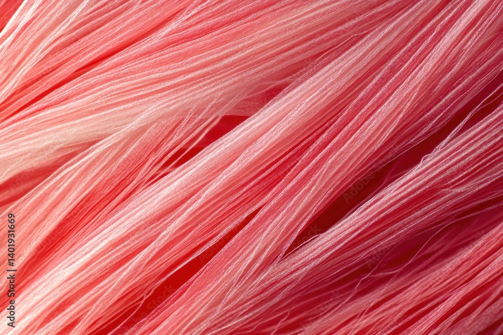 Poster macro close-up reveals intricate details of linear red muscle fibers in biological structure