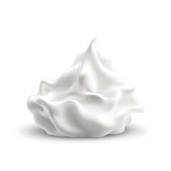 realistic white mound of foam with soft, smooth texture isolated on clean white background perfect for skincare, cleaning products, and soft, frothy visuals