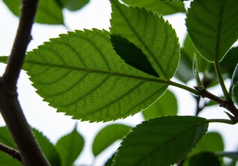 緑葉 鮮やか 自然光 透ける葉脈