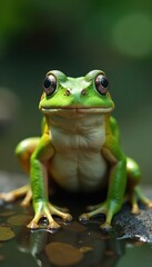 Large frog with white marking, greenery, animal