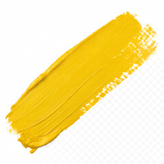 yellow paint stroke on transparent background