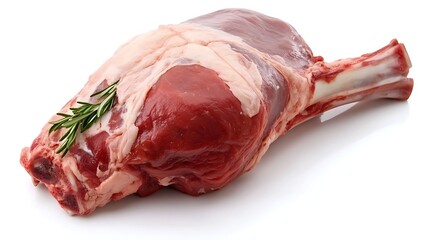 uncooked whole lamb leg with natural texture and color isolated on white background perfect for meat product advertisements and recipes