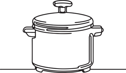 Pressure Cooker Line Drawing Vector Art